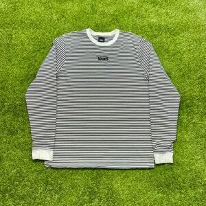 Vans Striped Long Sleeve Shirt Mens Size Medium Black White